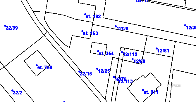 Parcela st. 354 v KÚ Horní Datyně, Katastrální mapa
