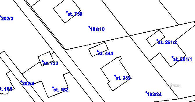 Parcela st. 444 v KÚ Horní Datyně, Katastrální mapa