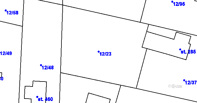 Parcela st. 12/23 v KÚ Horní Datyně, Katastrální mapa