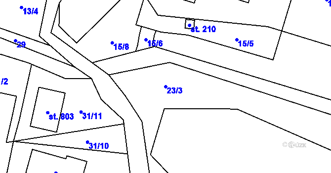Parcela st. 23/3 v KÚ Horní Datyně, Katastrální mapa