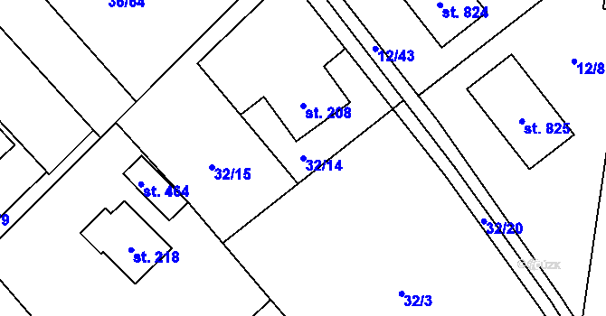 Parcela st. 32/14 v KÚ Horní Datyně, Katastrální mapa