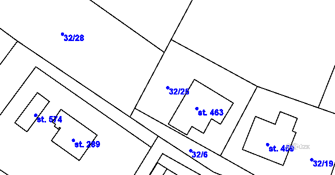 Parcela st. 32/25 v KÚ Horní Datyně, Katastrální mapa