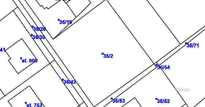 Parcela st. 35/2 v KÚ Horní Datyně, Katastrální mapa