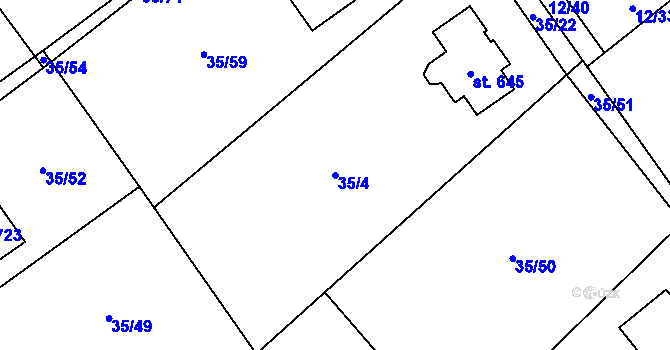 Parcela st. 35/4 v KÚ Horní Datyně, Katastrální mapa
