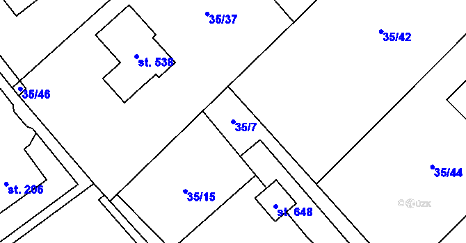 Parcela st. 35/7 v KÚ Horní Datyně, Katastrální mapa