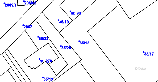Parcela st. 35/12 v KÚ Horní Datyně, Katastrální mapa