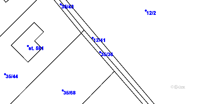 Parcela st. 35/36 v KÚ Horní Datyně, Katastrální mapa