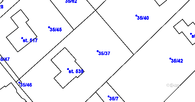 Parcela st. 35/37 v KÚ Horní Datyně, Katastrální mapa