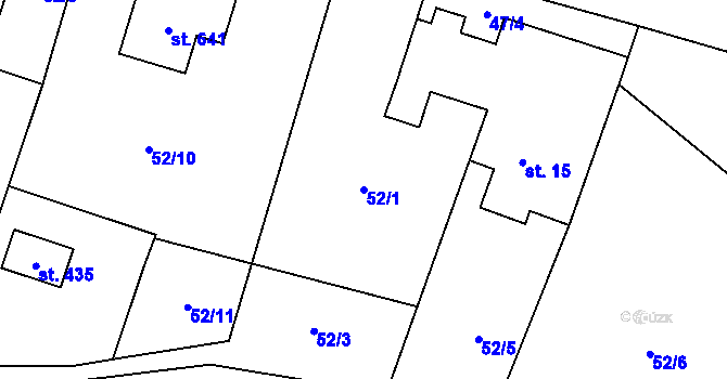 Parcela st. 52/1 v KÚ Horní Datyně, Katastrální mapa
