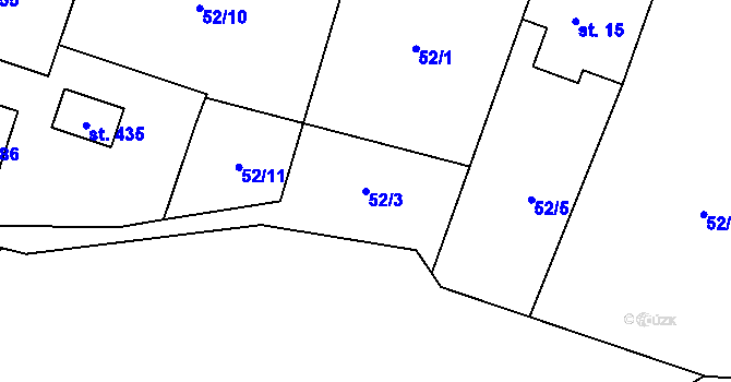 Parcela st. 52/3 v KÚ Horní Datyně, Katastrální mapa