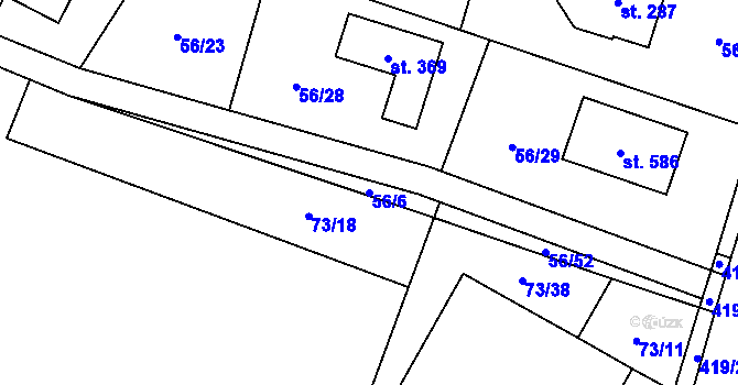 Parcela st. 56/6 v KÚ Horní Datyně, Katastrální mapa