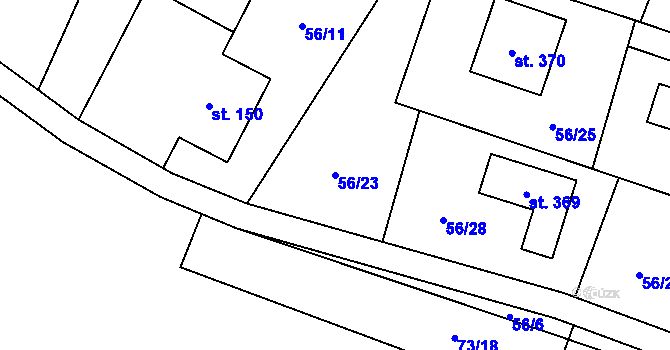 Parcela st. 56/23 v KÚ Horní Datyně, Katastrální mapa