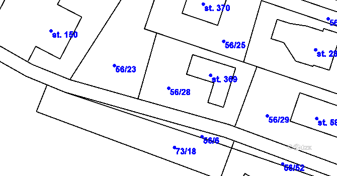 Parcela st. 56/28 v KÚ Horní Datyně, Katastrální mapa