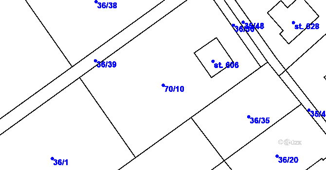 Parcela st. 70/10 v KÚ Horní Datyně, Katastrální mapa