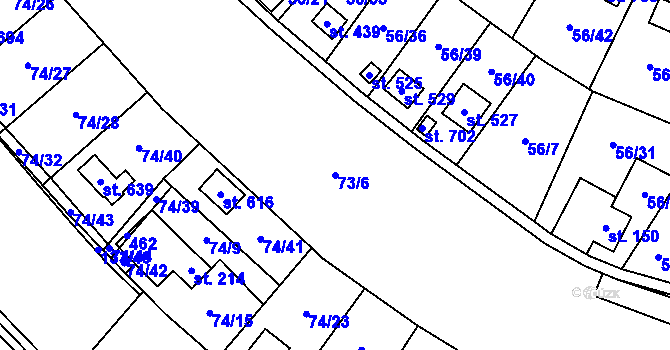 Parcela st. 73/6 v KÚ Horní Datyně, Katastrální mapa