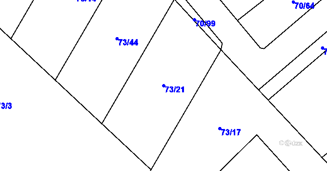 Parcela st. 73/21 v KÚ Horní Datyně, Katastrální mapa