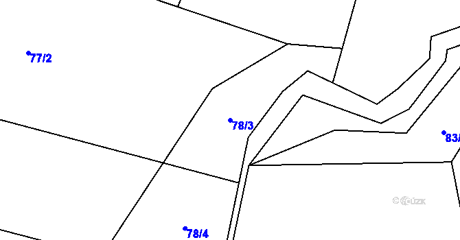 Parcela st. 78/3 v KÚ Horní Datyně, Katastrální mapa