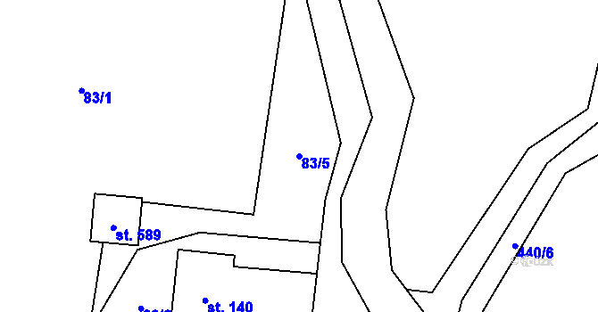 Parcela st. 83/5 v KÚ Horní Datyně, Katastrální mapa