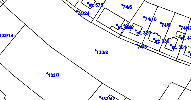 Parcela st. 133/8 v KÚ Horní Datyně, Katastrální mapa
