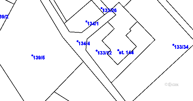 Parcela st. 133/12 v KÚ Horní Datyně, Katastrální mapa