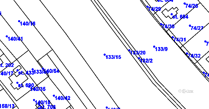 Parcela st. 133/15 v KÚ Horní Datyně, Katastrální mapa