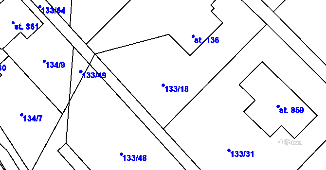 Parcela st. 133/18 v KÚ Horní Datyně, Katastrální mapa