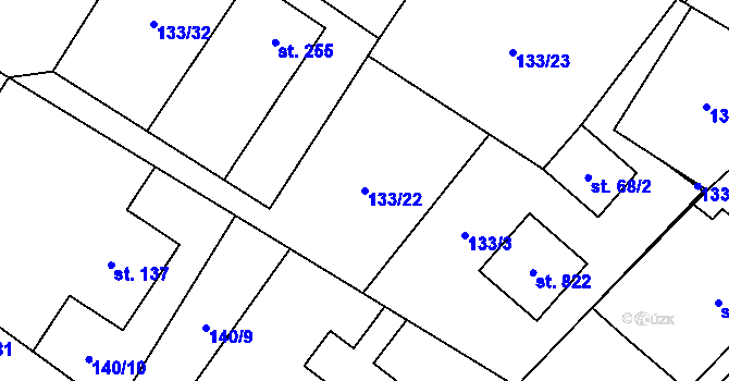 Parcela st. 133/22 v KÚ Horní Datyně, Katastrální mapa