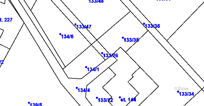 Parcela st. 133/26 v KÚ Horní Datyně, Katastrální mapa