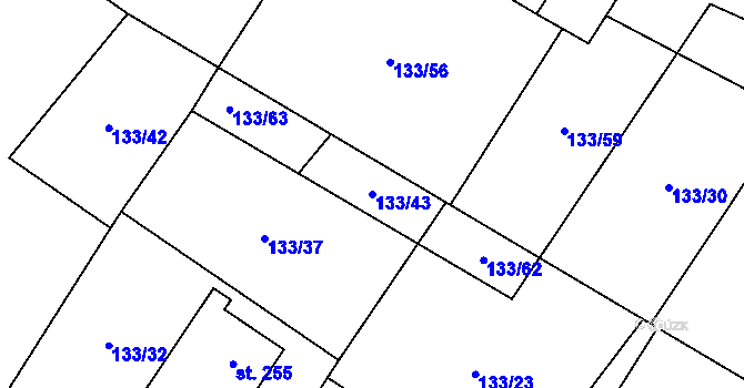 Parcela st. 133/43 v KÚ Horní Datyně, Katastrální mapa