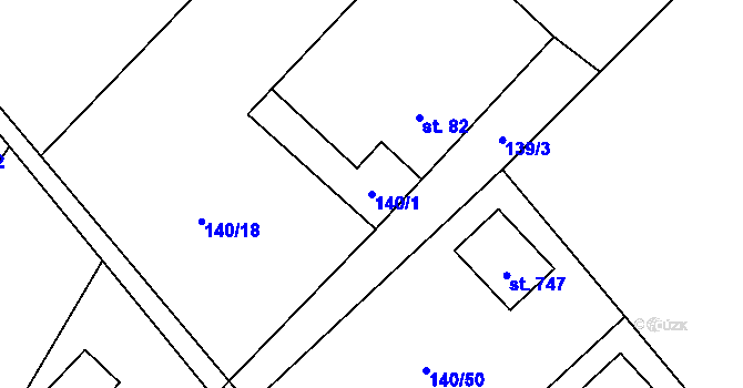 Parcela st. 140/1 v KÚ Horní Datyně, Katastrální mapa