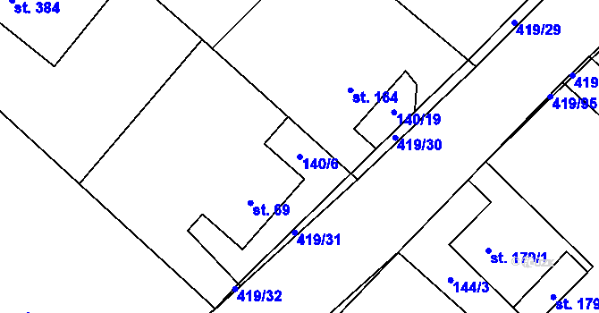 Parcela st. 140/6 v KÚ Horní Datyně, Katastrální mapa