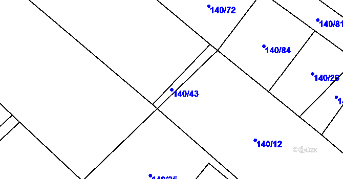 Parcela st. 140/43 v KÚ Horní Datyně, Katastrální mapa