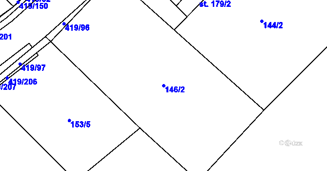 Parcela st. 146/2 v KÚ Horní Datyně, Katastrální mapa