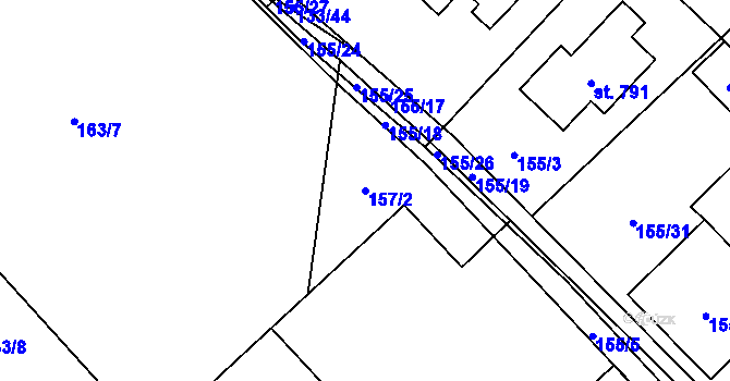 Parcela st. 157/2 v KÚ Horní Datyně, Katastrální mapa