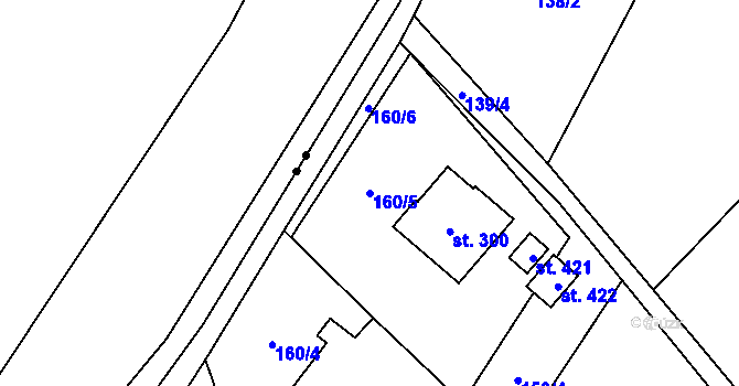 Parcela st. 160/5 v KÚ Horní Datyně, Katastrální mapa