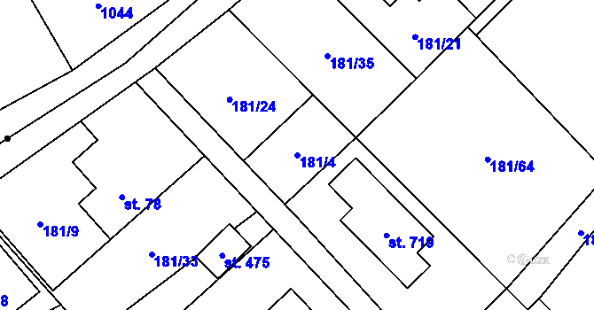 Parcela st. 181/4 v KÚ Horní Datyně, Katastrální mapa