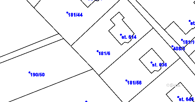Parcela st. 181/6 v KÚ Horní Datyně, Katastrální mapa
