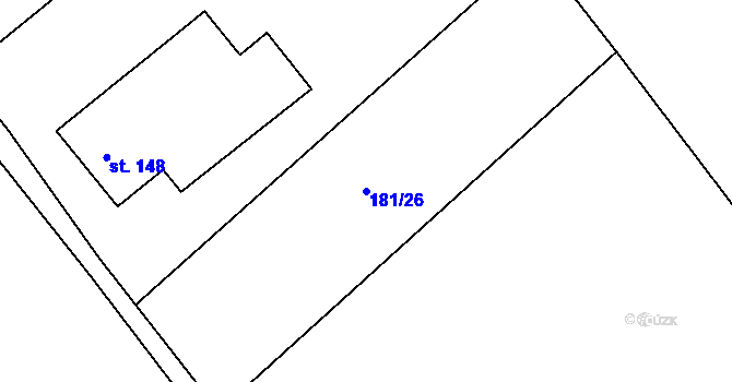 Parcela st. 181/26 v KÚ Horní Datyně, Katastrální mapa