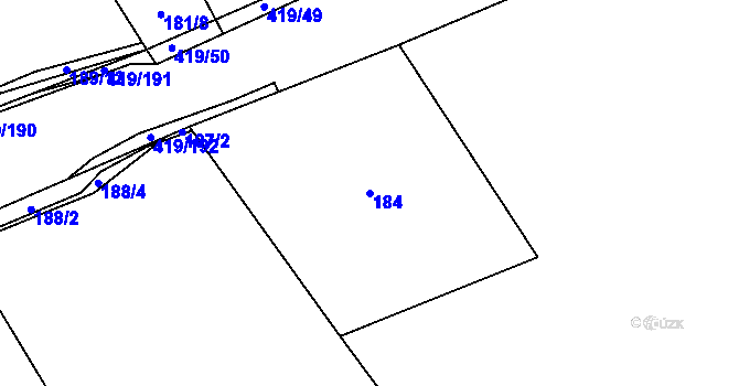 Parcela st. 184 v KÚ Horní Datyně, Katastrální mapa