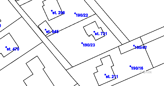 Parcela st. 190/23 v KÚ Horní Datyně, Katastrální mapa