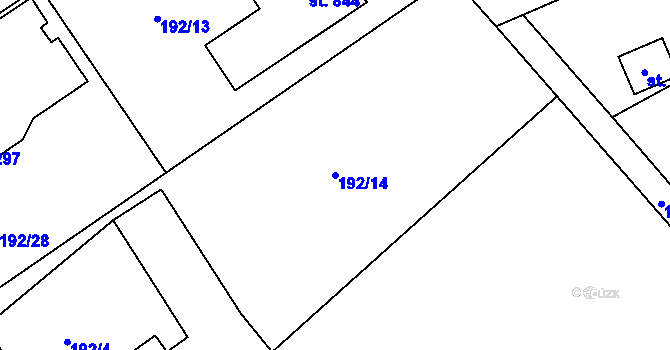 Parcela st. 192/14 v KÚ Horní Datyně, Katastrální mapa