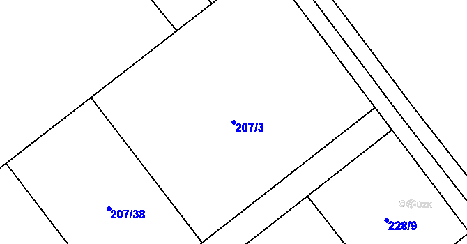 Parcela st. 207/3 v KÚ Horní Datyně, Katastrální mapa