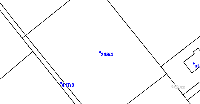 Parcela st. 218/4 v KÚ Horní Datyně, Katastrální mapa