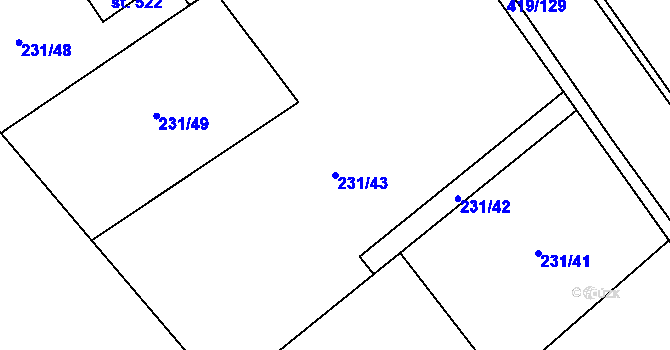 Parcela st. 231/43 v KÚ Horní Datyně, Katastrální mapa