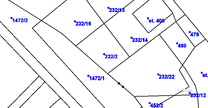 Parcela st. 232/2 v KÚ Horní Datyně, Katastrální mapa