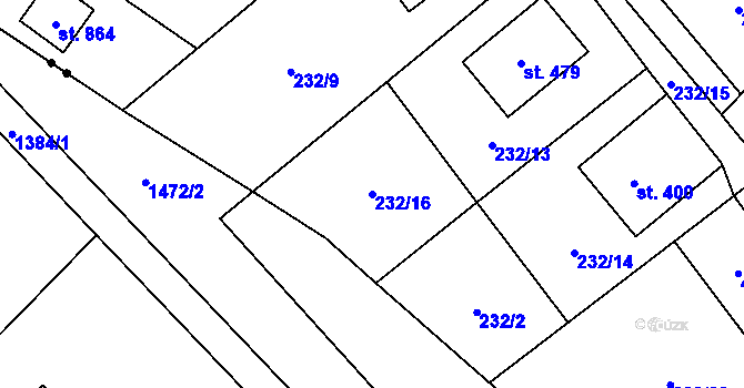 Parcela st. 232/16 v KÚ Horní Datyně, Katastrální mapa