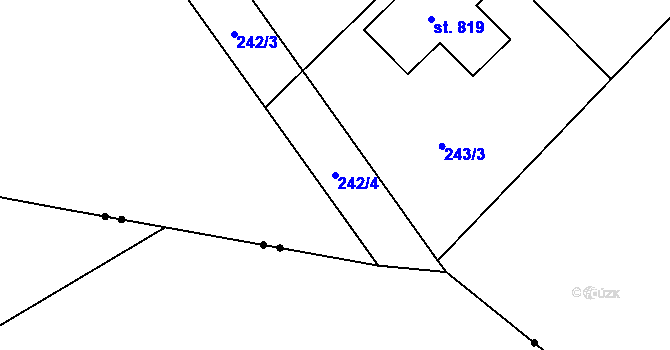Parcela st. 242/4 v KÚ Horní Datyně, Katastrální mapa