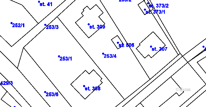Parcela st. 253/4 v KÚ Horní Datyně, Katastrální mapa
