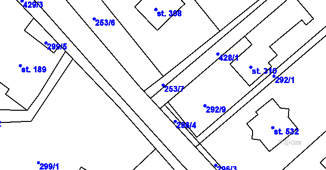 Parcela st. 253/7 v KÚ Horní Datyně, Katastrální mapa