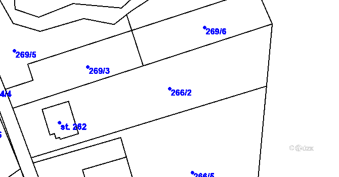 Parcela st. 266/2 v KÚ Horní Datyně, Katastrální mapa